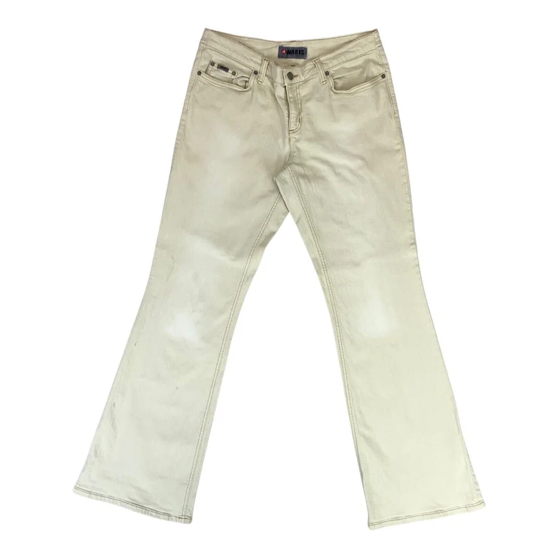 Vintage 90s 00s Cream 4Wards Flared Mid Rise Jeans W32L32 M 12 14