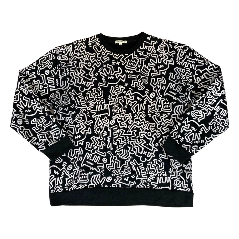90s 00s Black White Keith Haring x Browny Dog Hypebeast Graffiti Jumper M