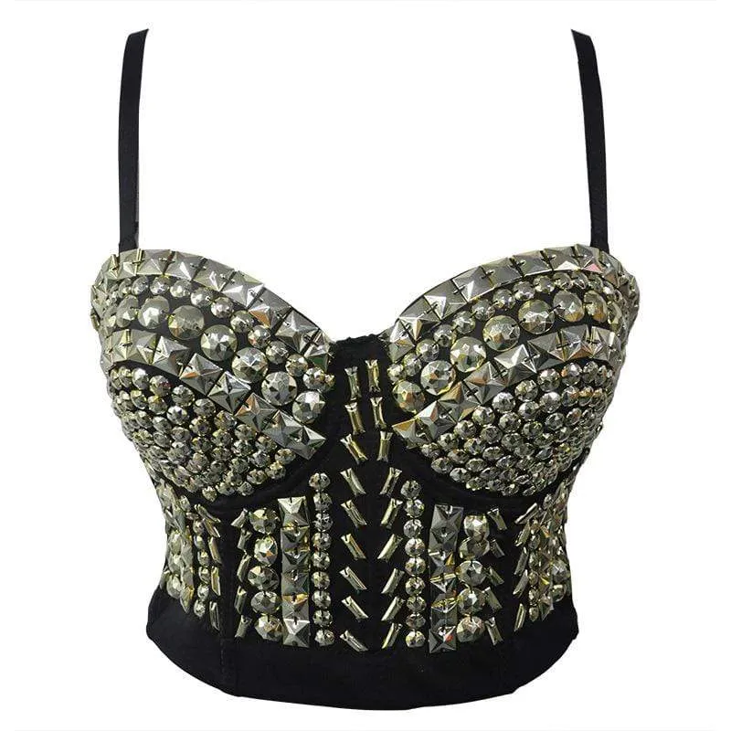 Kvinnors Punk Gyllene Bustiers Med Beading