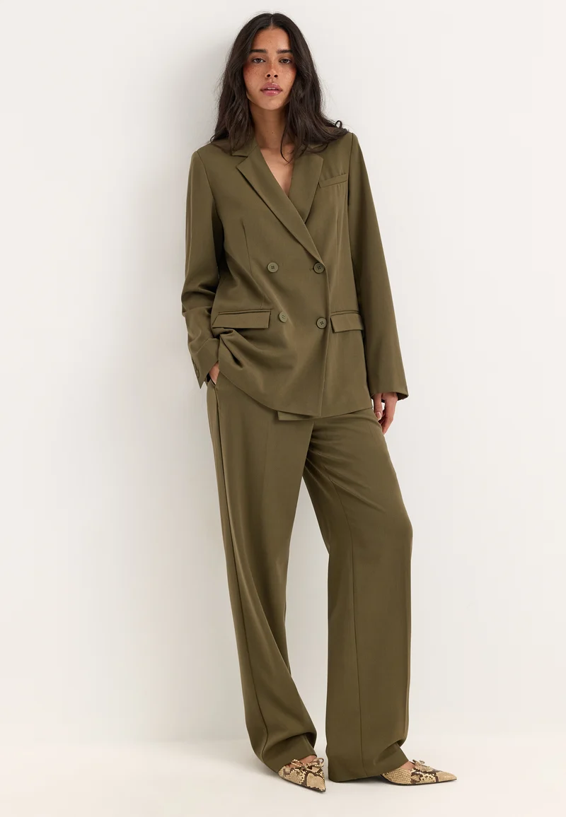 Straight High Waist Suit Trousers