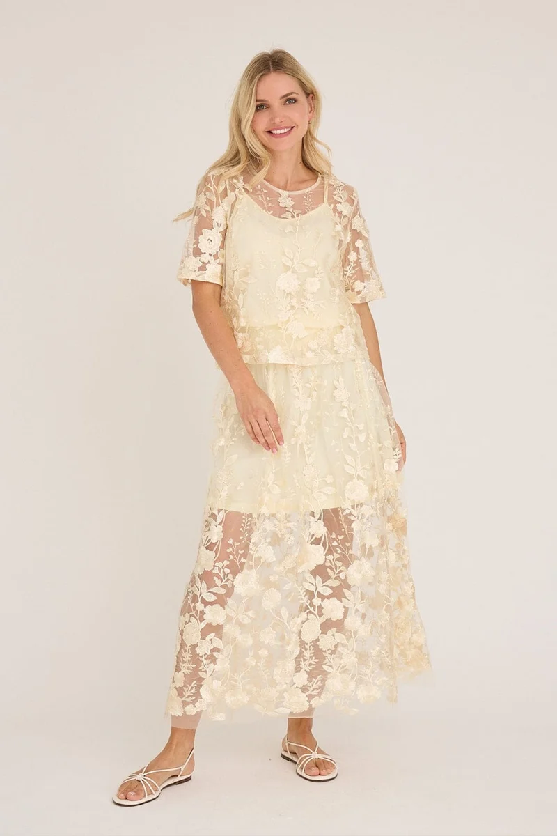 A-View - Fuschia Skirt AV4624 - 069 - Pale Yellow