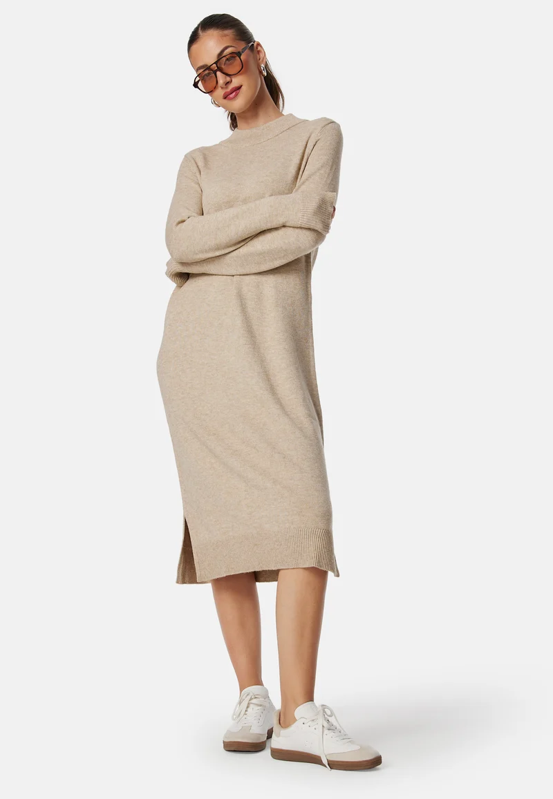 Viril Crew Neck Midi Dress