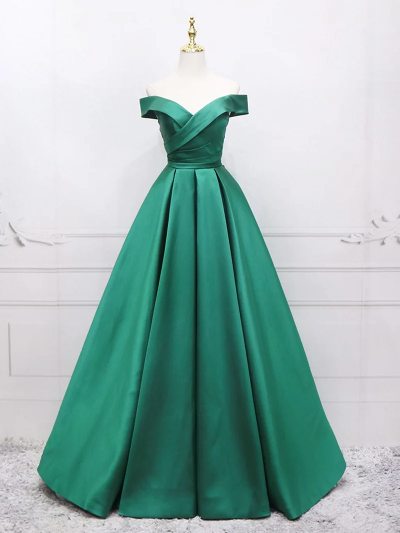 Elegant smaragdgrön off the Shoulder Balklänning Formell balklänning