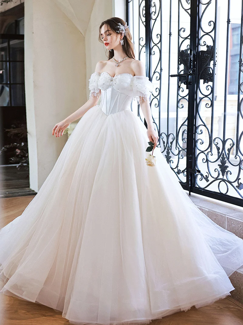 Off The Shoulder Balklänning Princess Bröllopsklänning