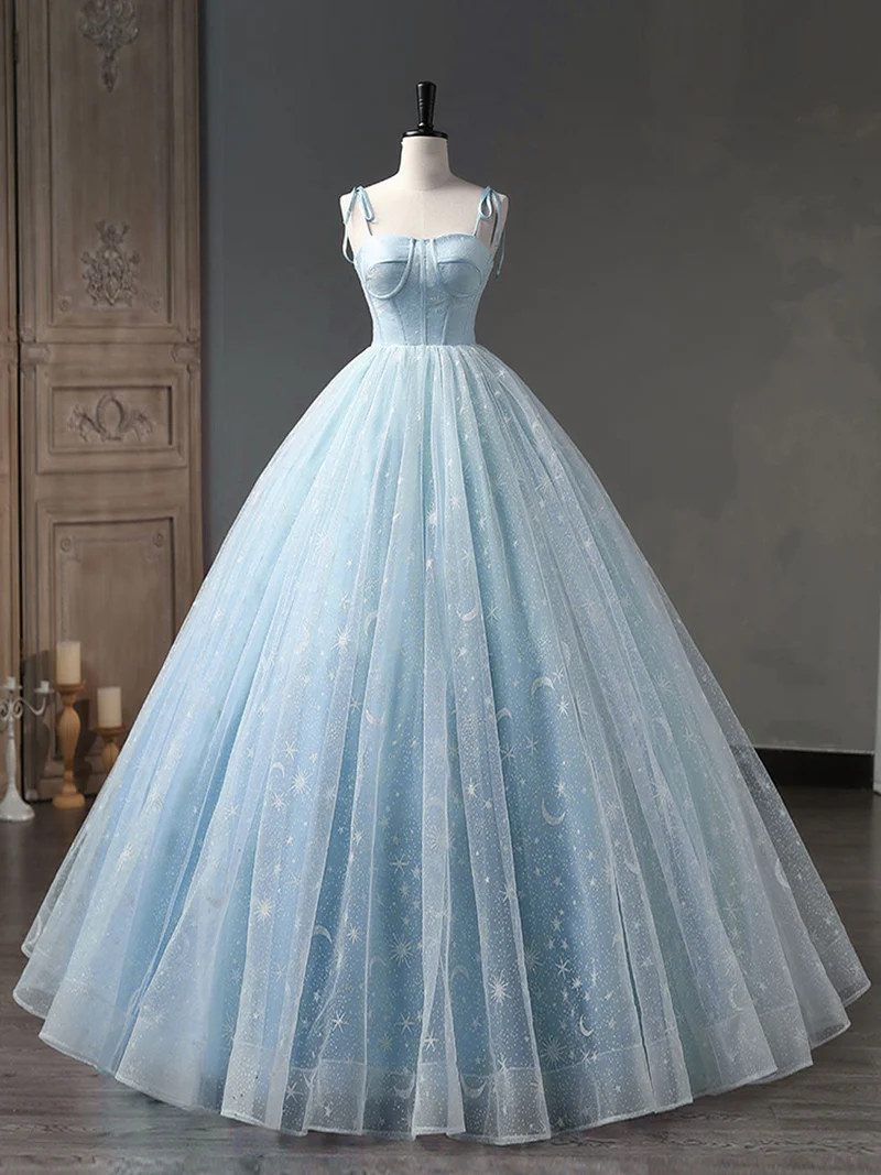 Ljusblå Balklänning Korsett Balklänning Quinceanera Klänning
