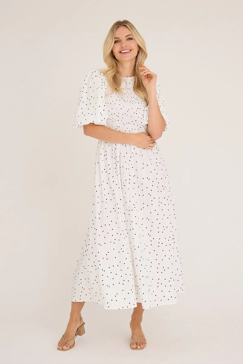 A-View - Tabita Dot Dress AV8164 - 019 - White With Black Dots