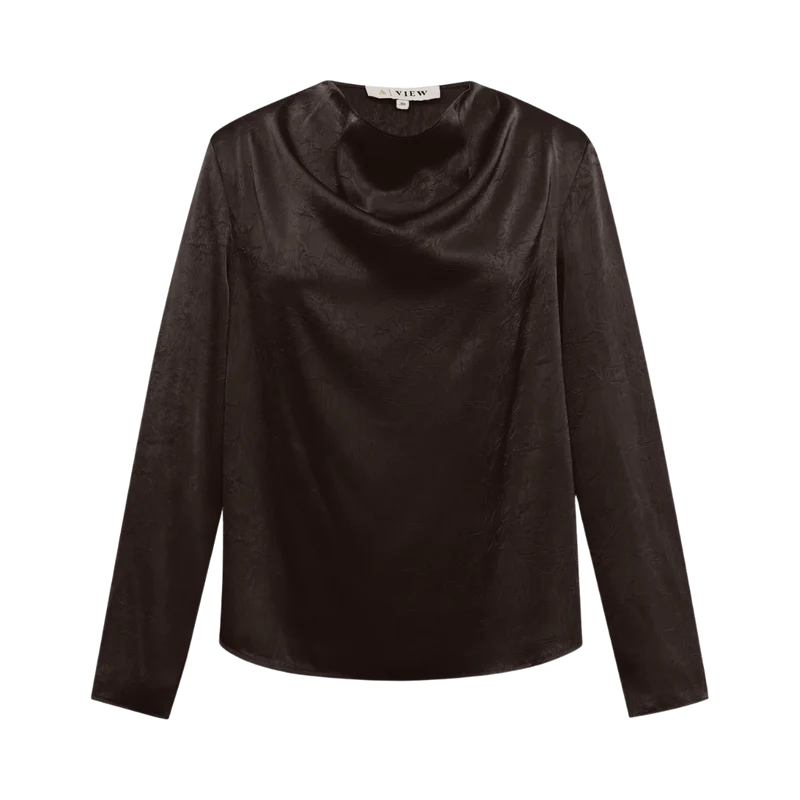 Sinda Drape Blouse - Dark Brown