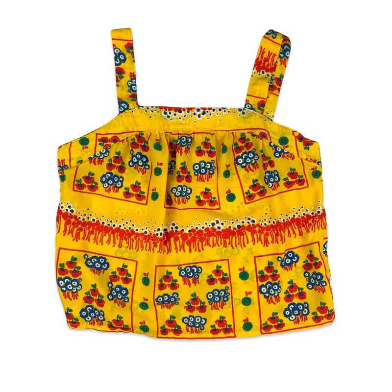 Vintage Yellow Orange & Blue Strappy Top 10 12