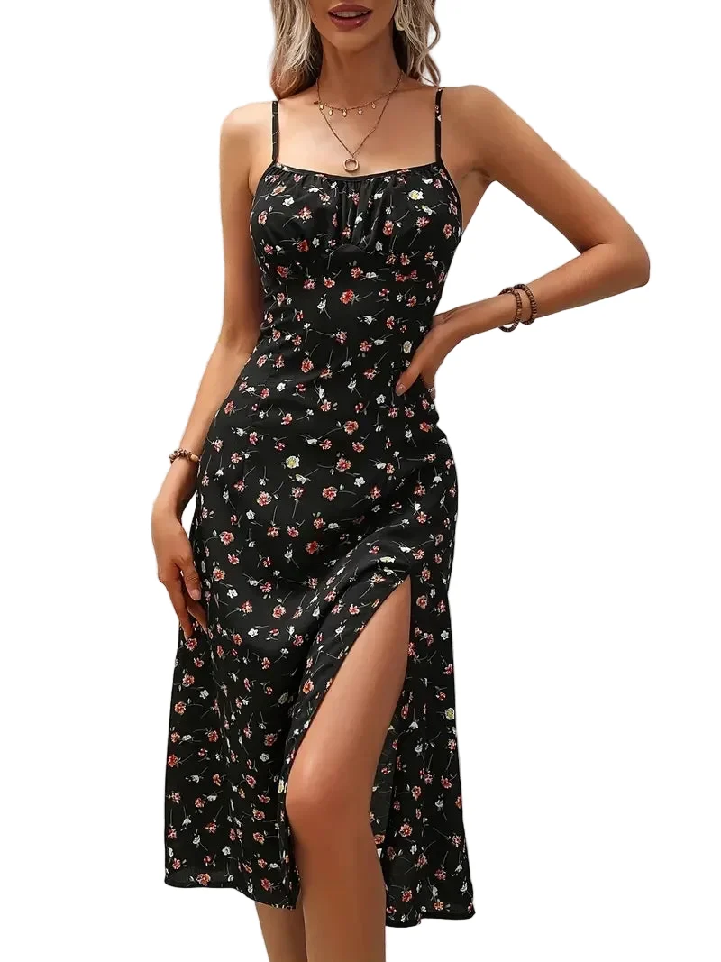 Kvinnors Boho Beach Klänning med Blommönster