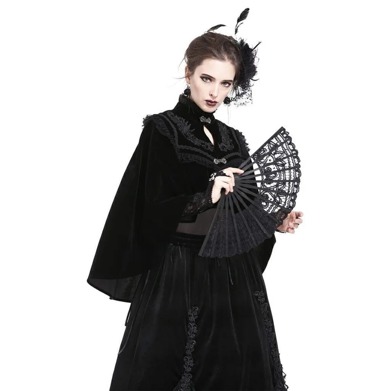Kvinnors delikat Goth Style Black Lace Fan