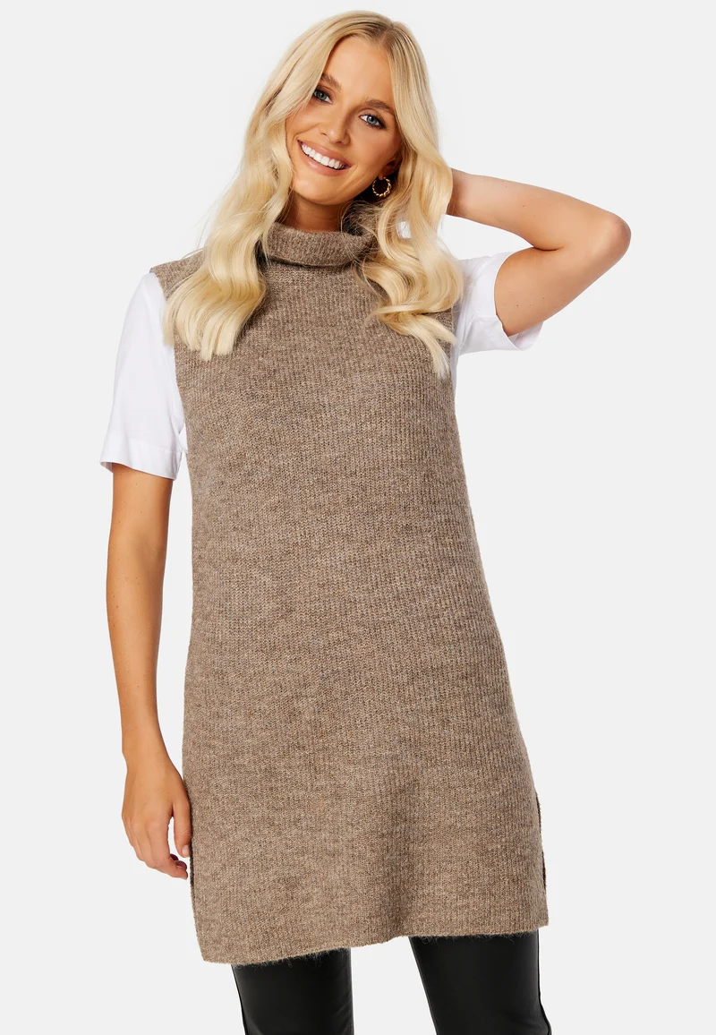 Ellen Rollneck Long Knit Vest