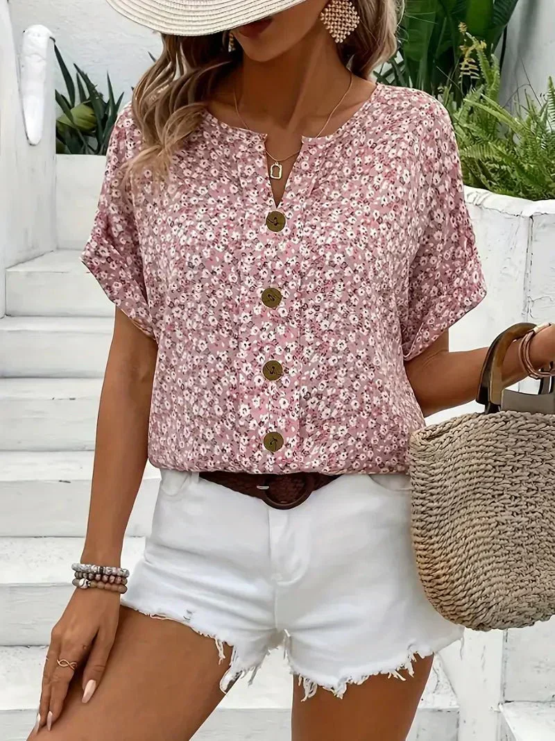 Wolena | Blommig blus med vildblomsmotiv