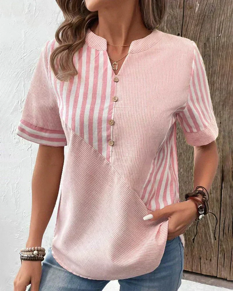 Lila | Randig mjuk blus