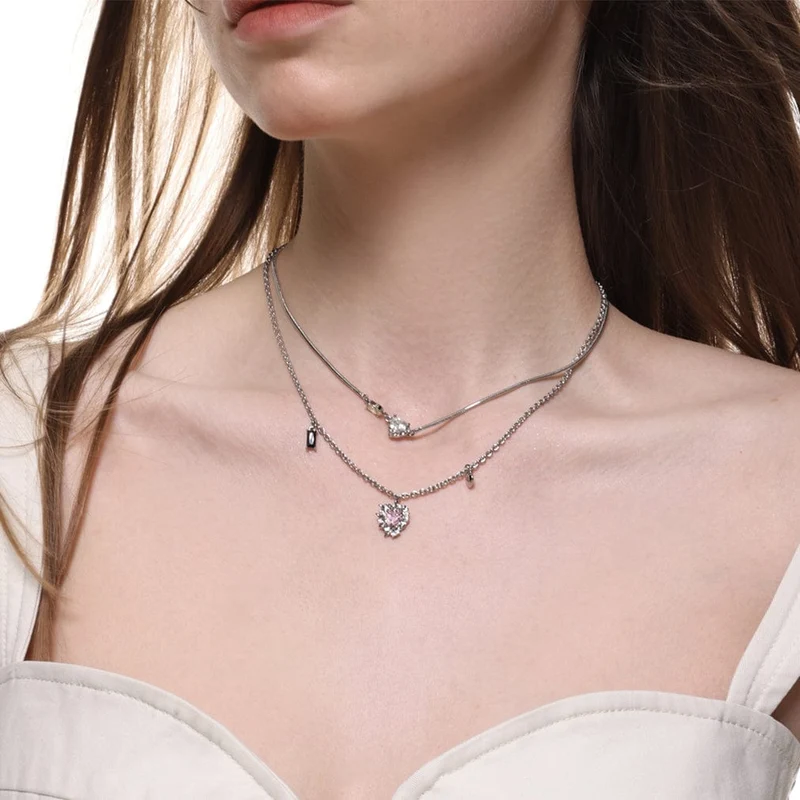 Kvinnors Punk Diamante Layered Halsband