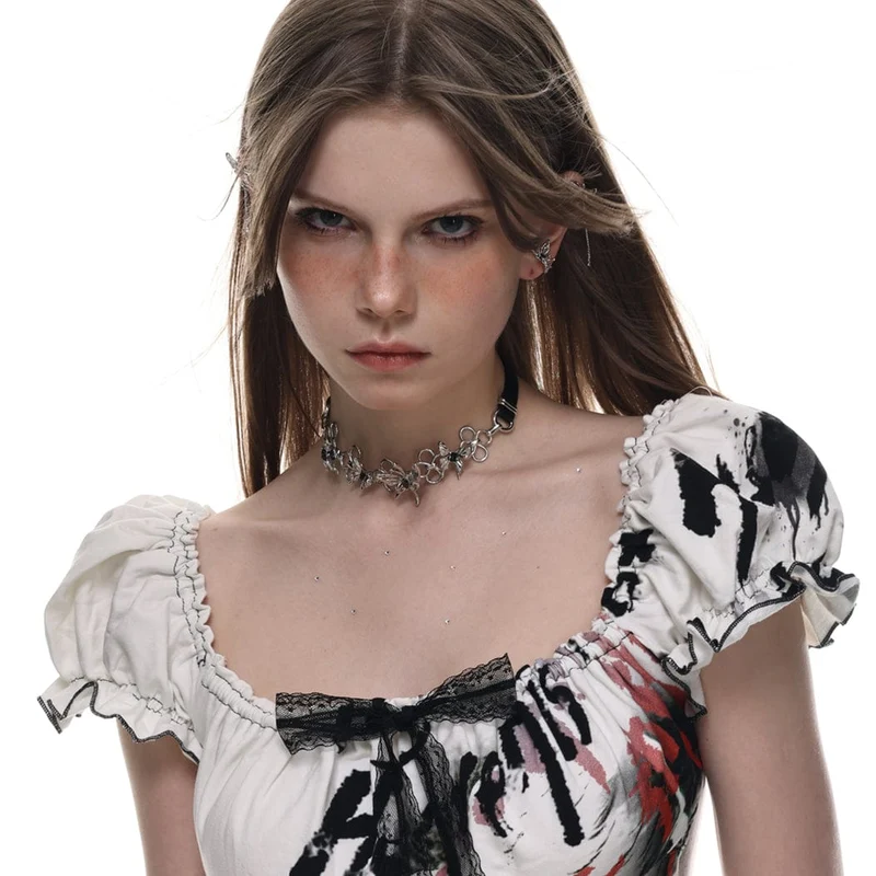 Punk Metal Butterflies Choker för kvinnor