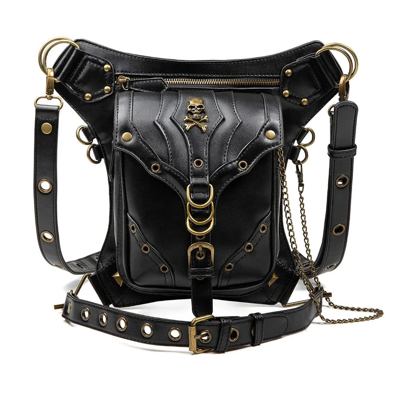 Steampunk Skull Eyelet för män multifunktionell väska i konstläder