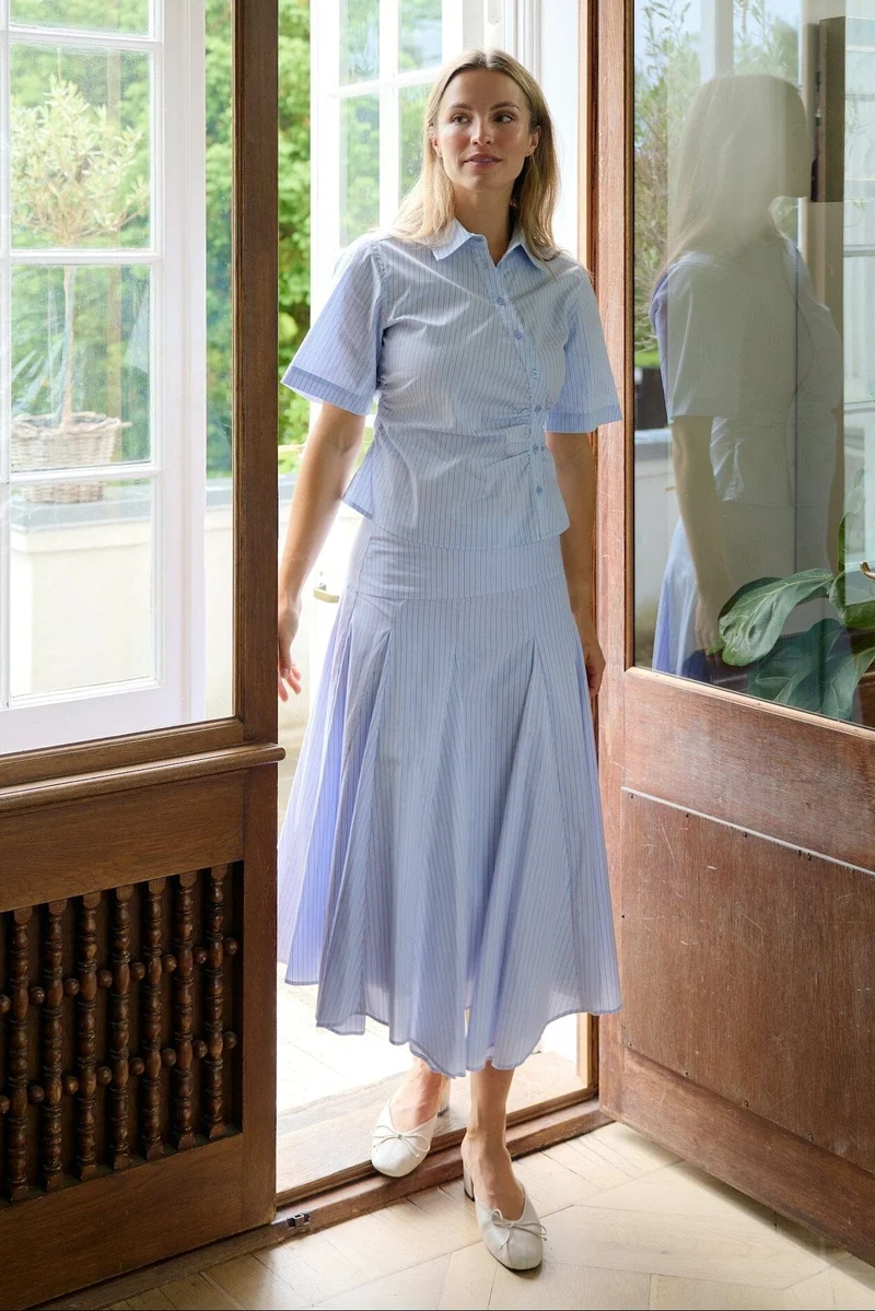 Neo Noir - Isabet Stripe Skirt 168596 - 375 - Blue Stripe