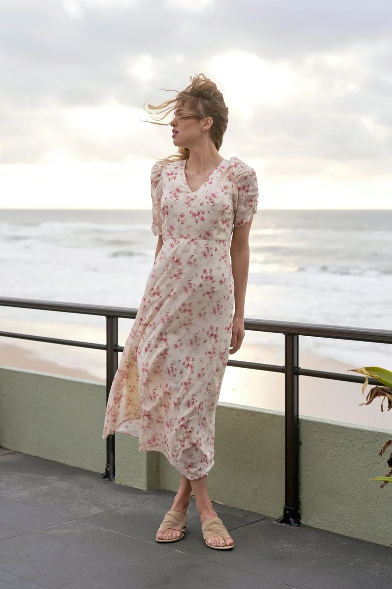 Neo Noir - Vira Floral Dress 169209 - 122 - Creme