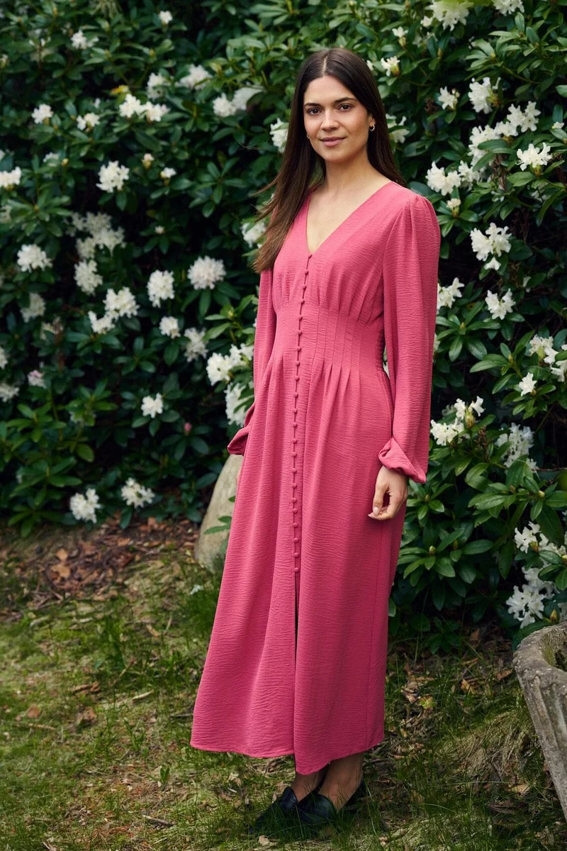 Neo Noir - Annelie Solid Crepe Dress 169135 - 430 - Cherry Pink