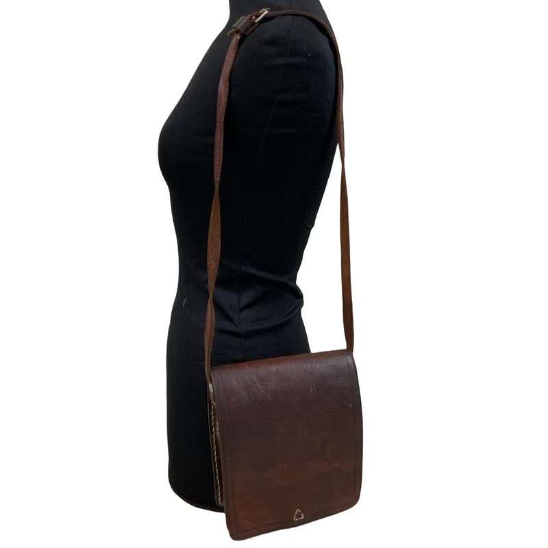 Vintage Dark Brown Rectangle Buckle Shoulder Bag