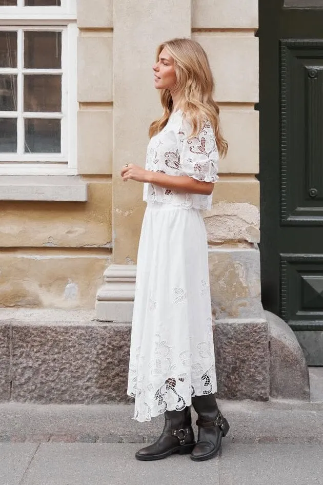 Neo Noir - Yara Long Emb Skirt 168438 - 120 - White