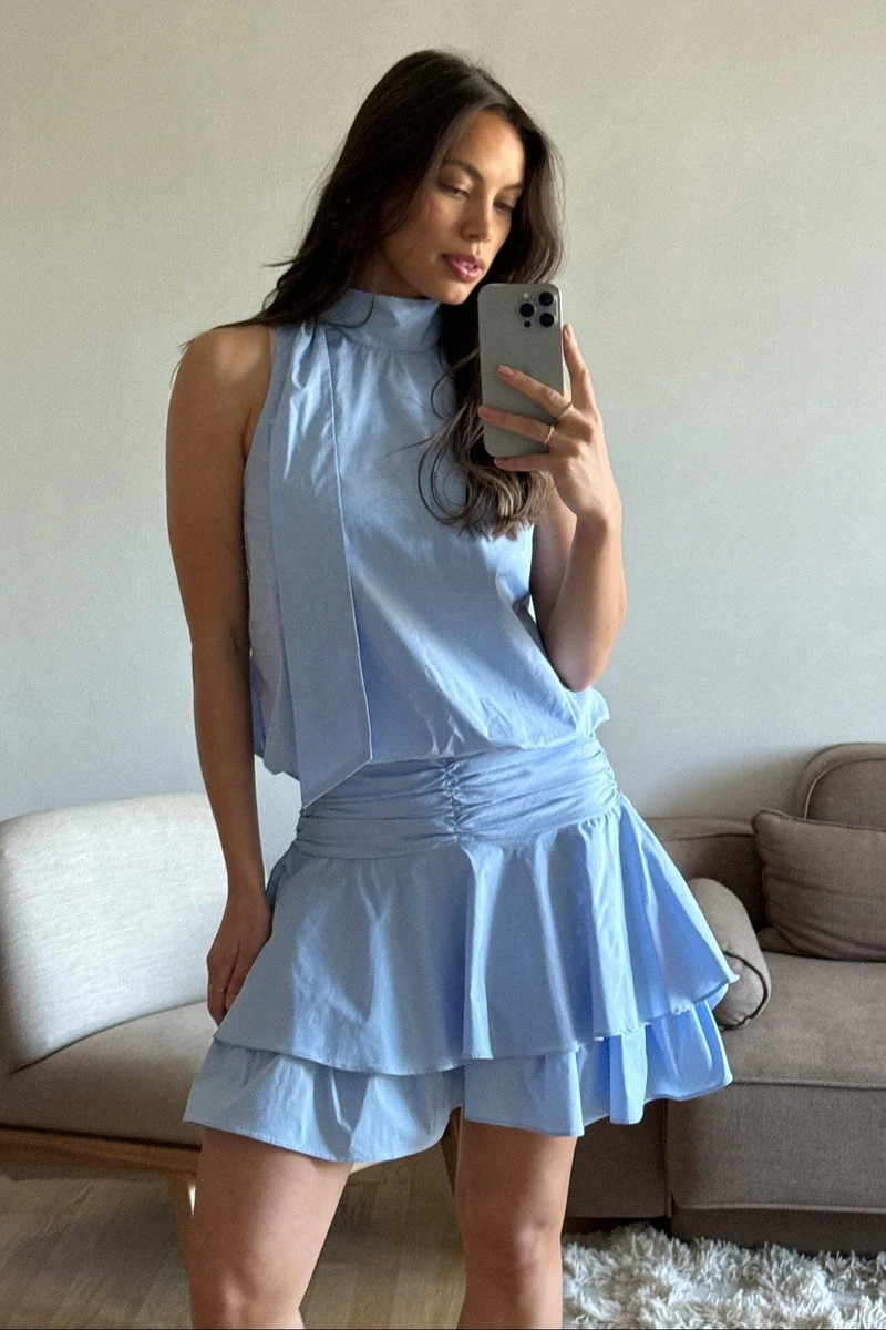 Neo Noir - Janie Poplin Skirt 168464 - 145 - Light Blue