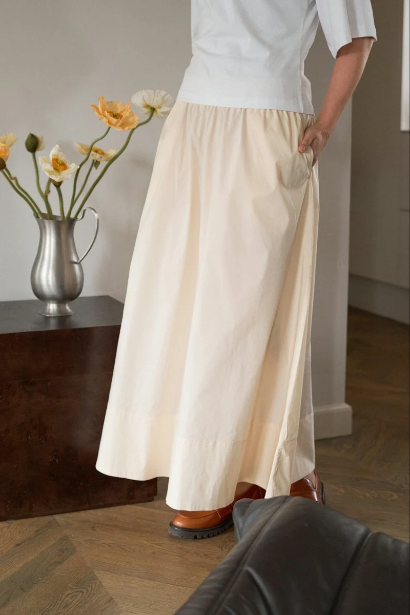 Neo Noir - Yara Long Poplin Skirt 163076 - 416 - Butter Yellow