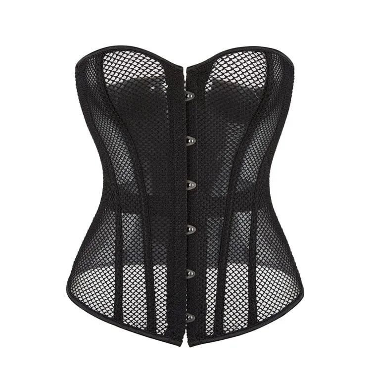 Gothic Strappy Mesh Overbust Korsett för kvinnor