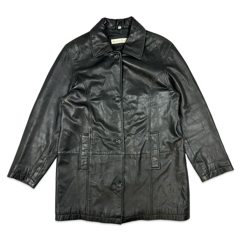 Vintage Michele Boyard Soft Black Leather Jacket 14