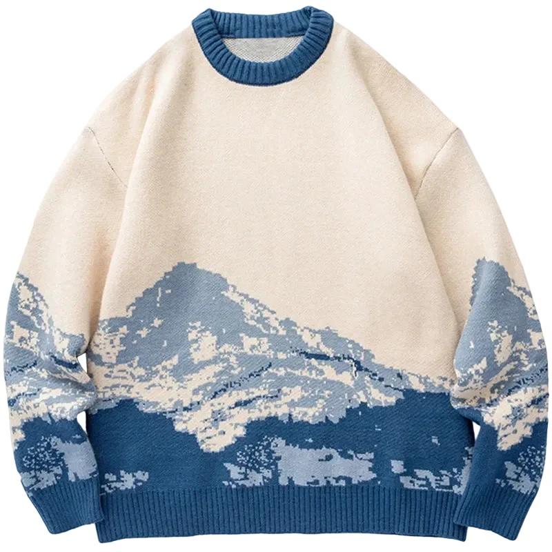Kvinnors Oversized Tröja med Bergsmotiv