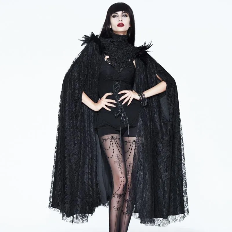 Vintage Goth Lace Cape för kvinnor