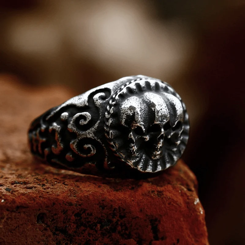 Punk Skull Distressed Ring för män