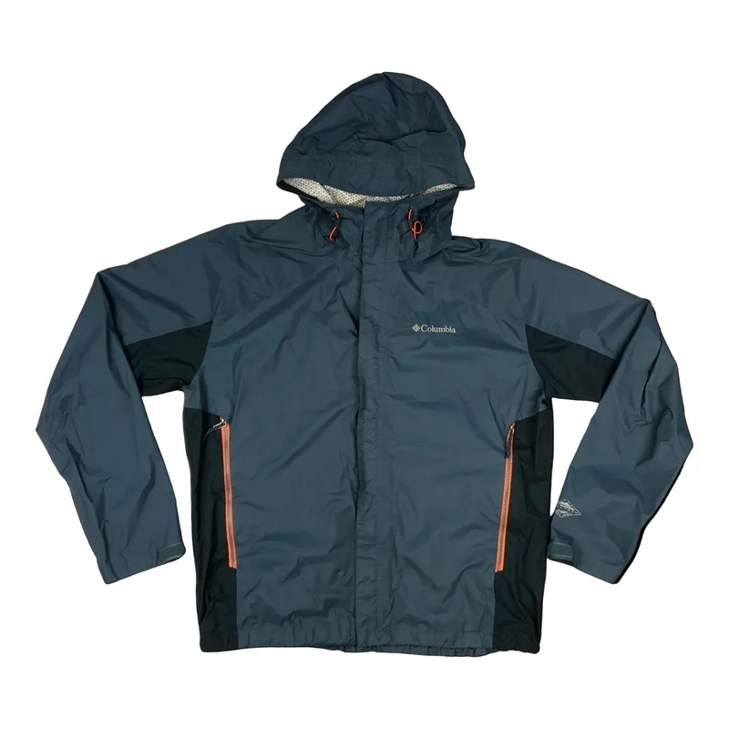 Columbia Hooded Windbreaker Jacket Teal Raincoat XXL