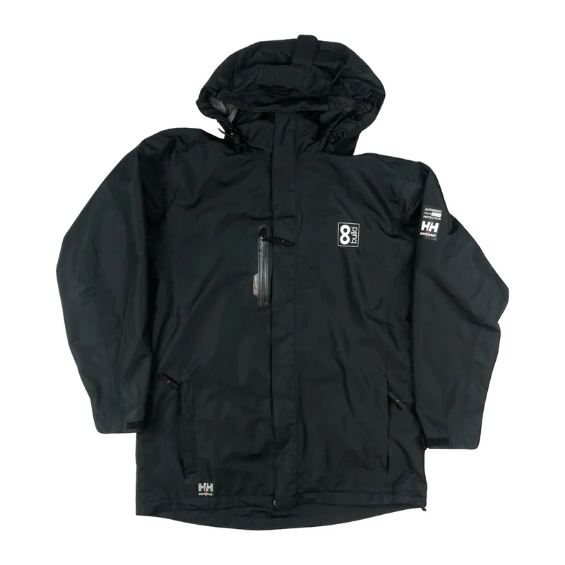 Vintage Y2K Helly Hansen Black Raincoat Outdoor Utility Jacket Extra Large