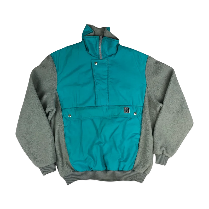 Vintage Helly Hansen Teal and Grey Sweatshirt Windbreaker L XL