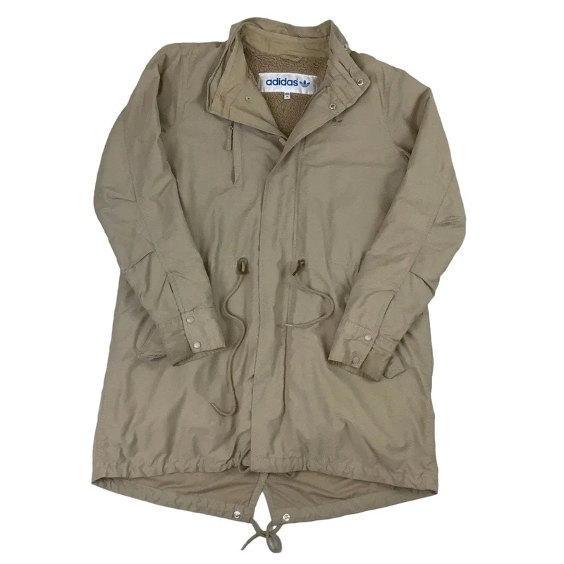 Adidas Y2K Beige Parka Fleece Lined Outdoor Jacket Coat Medium
