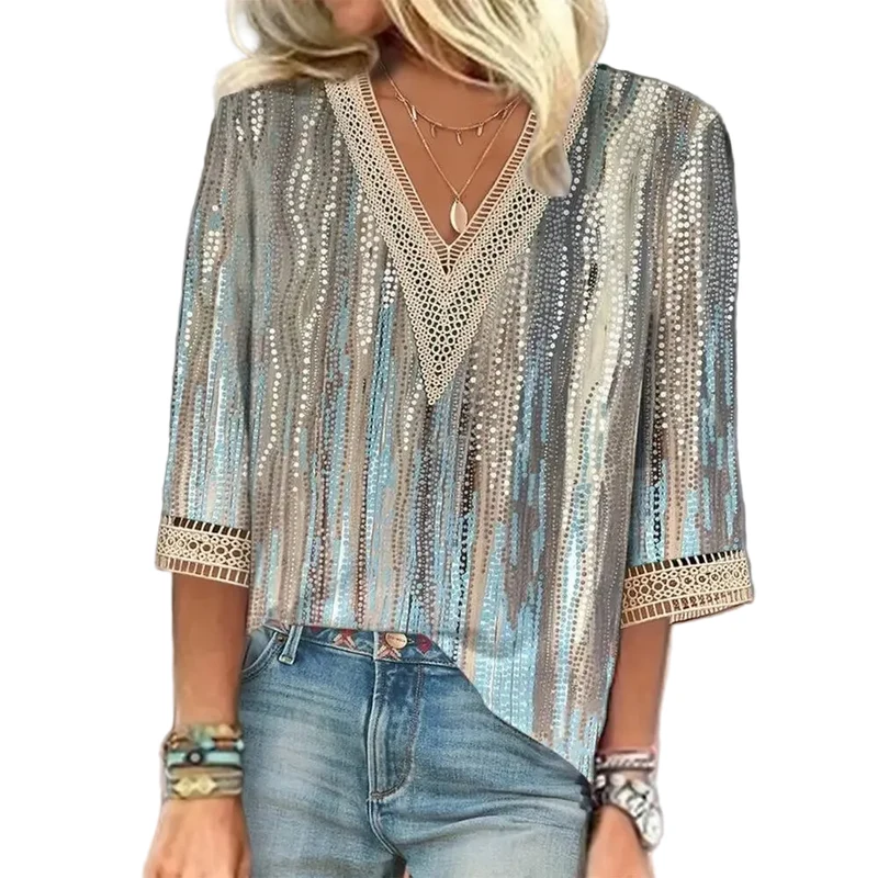 Kvinnors V-ringad Blus Casual