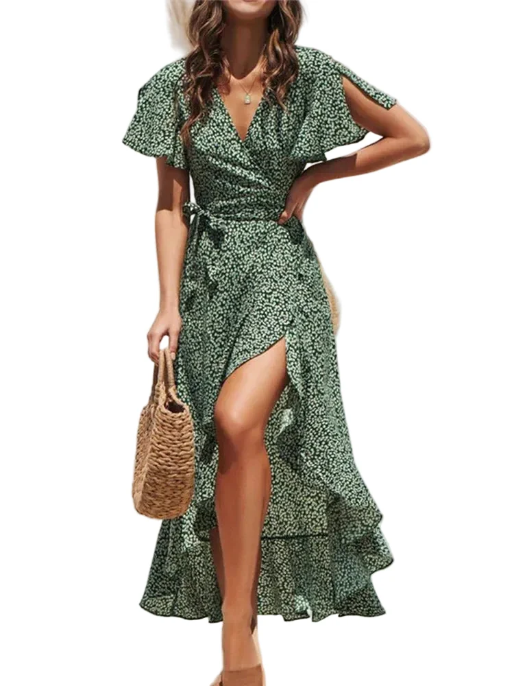 Kvinnors Maxiklänning Boho med Blommönster