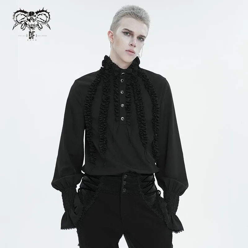 Gothic puffärmad volangskjorta för män Svart