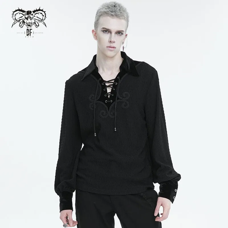 Gothic strappy puffärmad skjorta för män