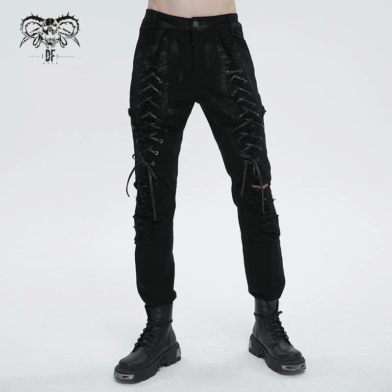 Punk Strappy Distressed Pants för män