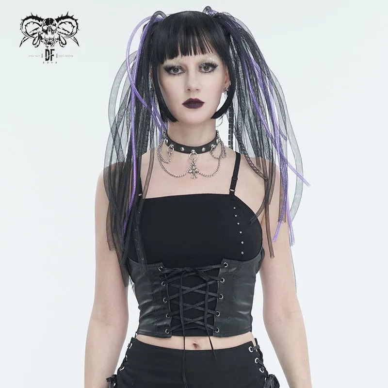 Punk Strappy Splice Linne för kvinnor