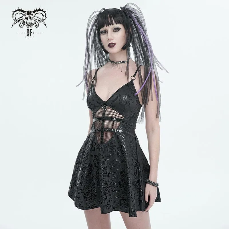 Gothic Strappy Plunging Slip Klänning för kvinnor