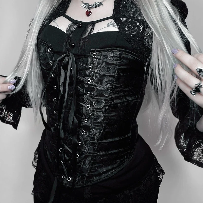 Gothic Jacquard Overbust-korsett för kvinnor