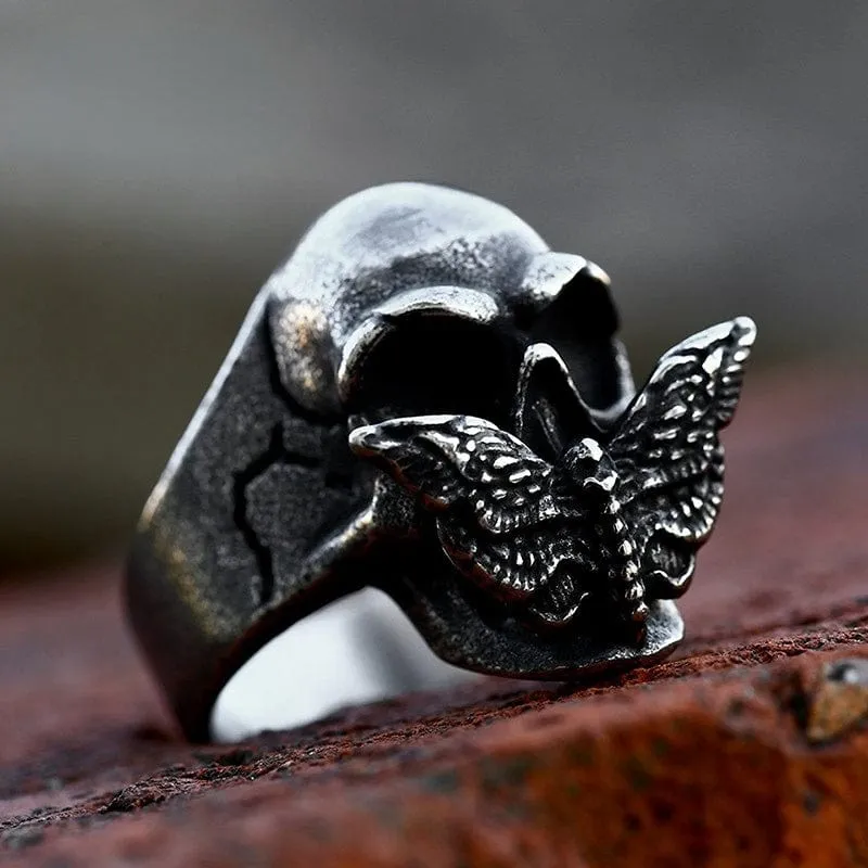 Punk Butterfly Skull Ring för män