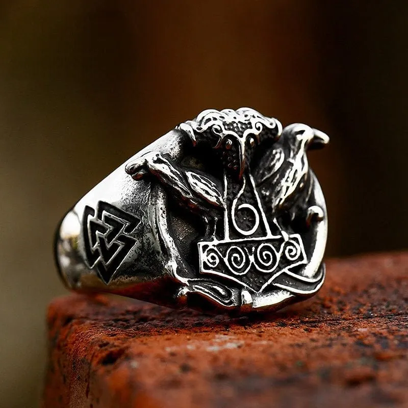 Punk Viking Crow Ring för män