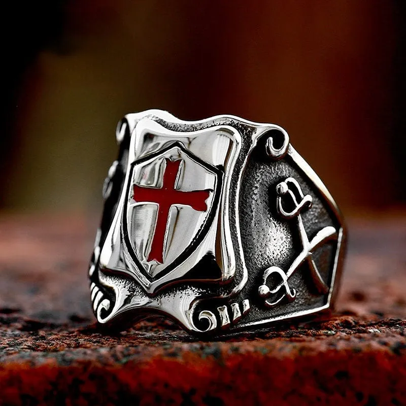 Punk Cross Shield Ring för män