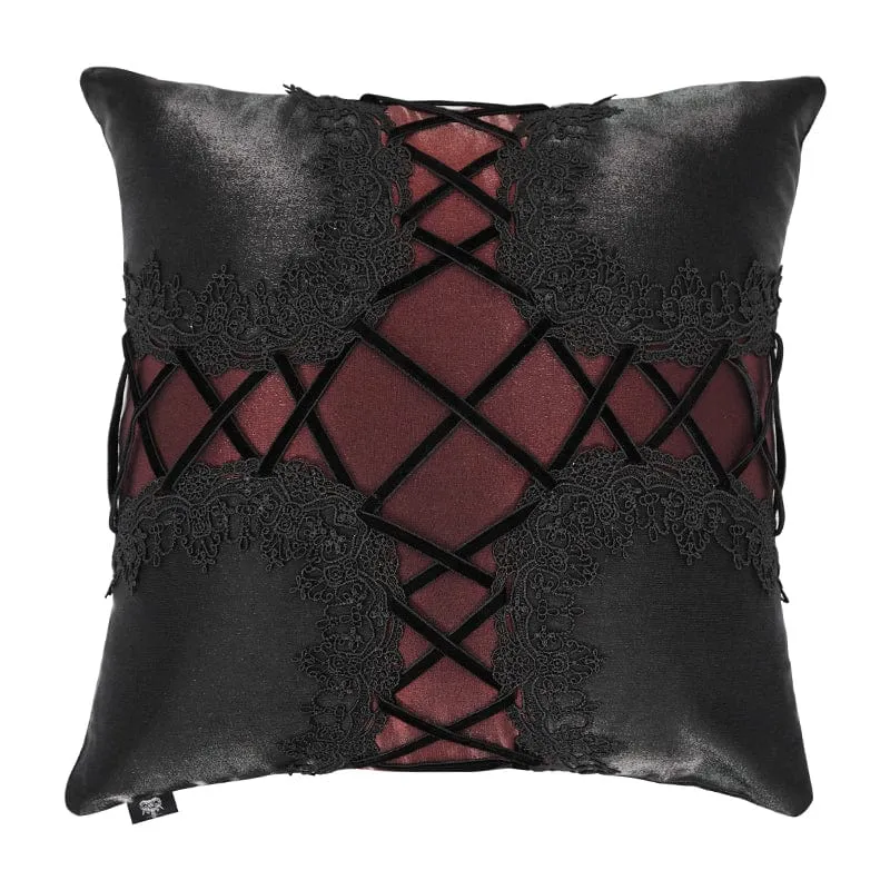 Gothic Strappy Lace Kuddfodral Svart med Kudde Inner