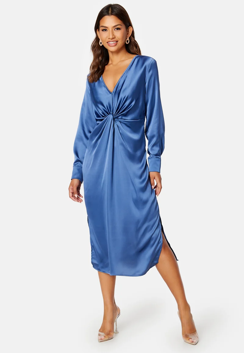 Sateen L/S Knot Dress