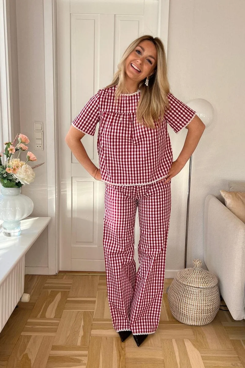 Dear Molly - Milk Top 164240B - Bordeaux And White
